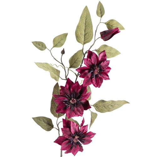 Clematis artificiale 3 fiori fiori artificiali Bordeaux 81cm 2 pezzi