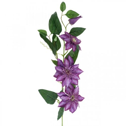 Floristik24 Clematide artificiale, fiore di seta, ramo decorativo con fiori di clematide viola L84cm