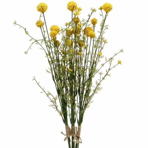 Floristik24 Craspedia artificiale in bacchette gialle a grappolo 3 pezzi