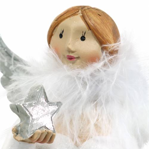 Prodotto Angelo decorativo con cuore e stella bianco, argento Ø7,5 H15cm 2 pezzi