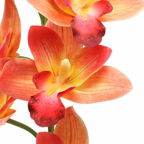 Floristik24 Fiore artificiale orchidea Cymbidium Orange 74cm