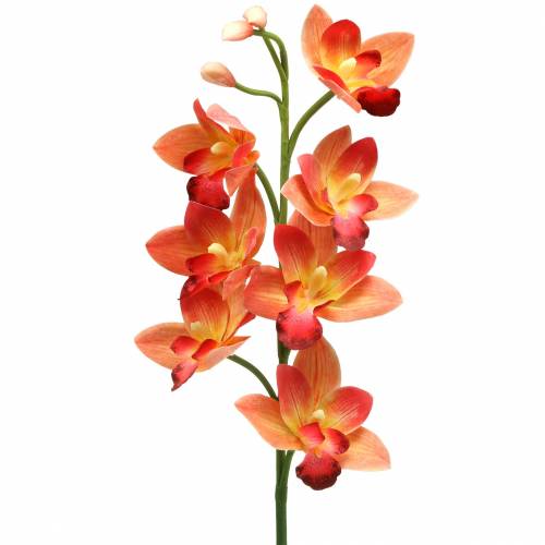 Floristik24 Fiore artificiale orchidea Cymbidium Orange 74cm