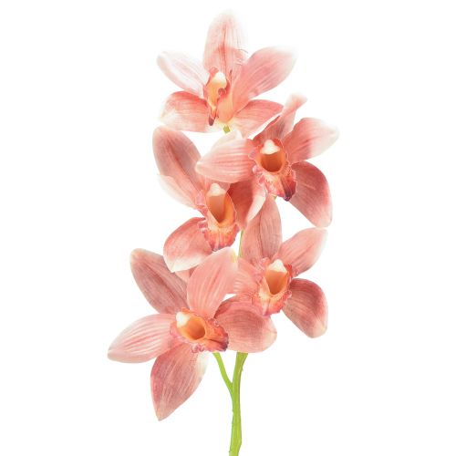 Orchidea Cymbidium artificiale 5 fiori pesca 65 cm