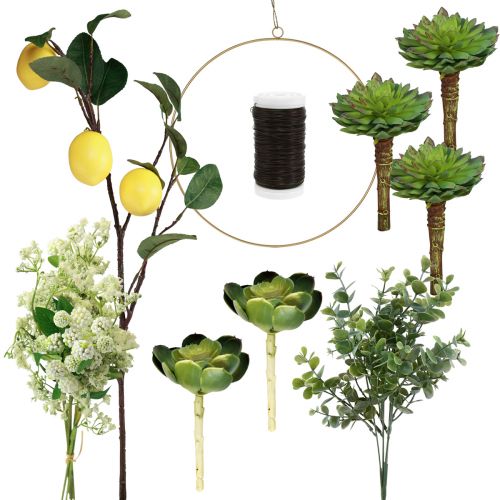 Floristik24 Anello decorativo per scatola fai da te con decorazione di limone da appendere Ø40 cm
