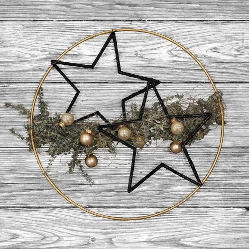 Floristik24 Decorazione per finestra scatola fai da te Natale filo oro nero Ø30cm