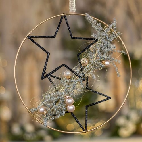 Floristik24 Decorazione per finestra scatola fai da te Natale filo oro nero Ø30cm