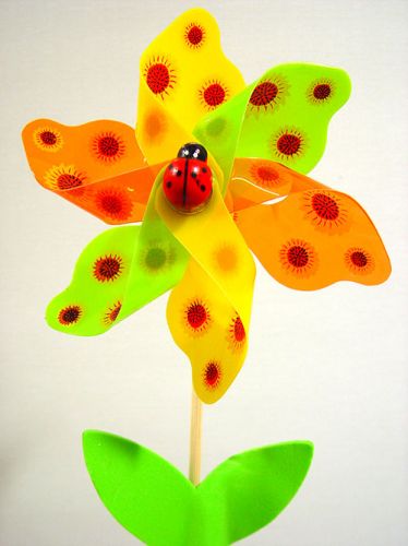 Floristik24 Mulino a vento con coccinella su bastone 7,5 cm 18 pz