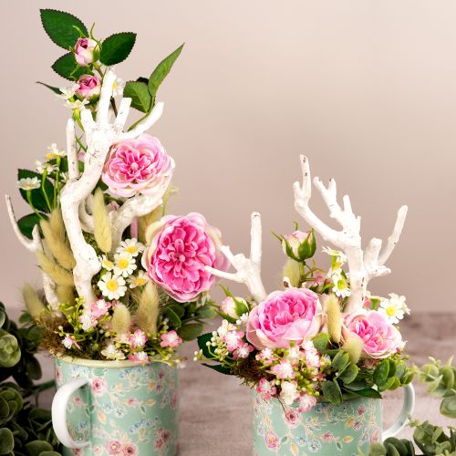 Prodotto Ramo di rosa rose di seta ramo artificiale rose rosa crema 79 cm