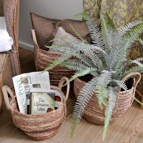 Floristik24 Cestino in rattan natura/marrone Ø40/32/26cm 3pz