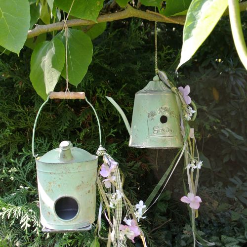 Floristik24 Birdhouse barile di petrolio verde antico Ø17cm H23cm
