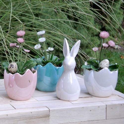 Floristik24 Vaso da fiori guscio d'uovo madreperla rosa Ø11cm H11cm 2 pezzi