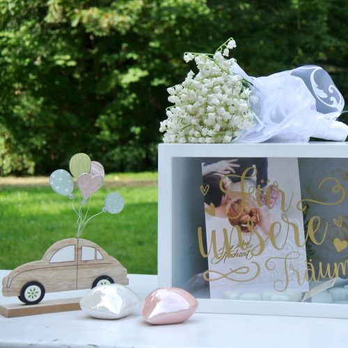 Floristik24 Auto in legno con palloncini 17 cm x 15 cm 2 pezzi