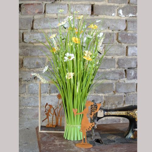 Floristik24 Grappolo d&#39;erba con fiori e farfalle Arancio 70cm