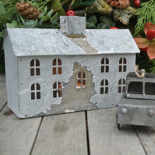 Prodotto Lanterna in metallo, decorazione per Natale, shabby chic, sbiancato, aspetto antico H12,5 cm L17,5 cm