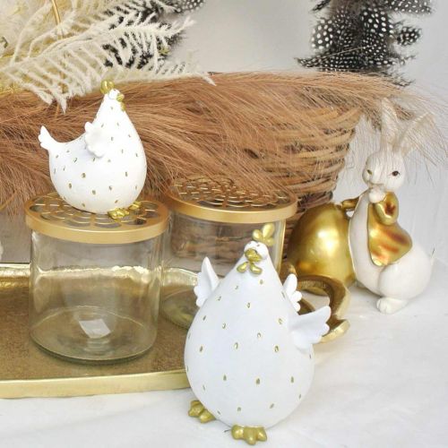 Floristik24 Decorazione pollo per Pasqua, uccellino divertente, pollo pasquale, gallina H12,5 cm