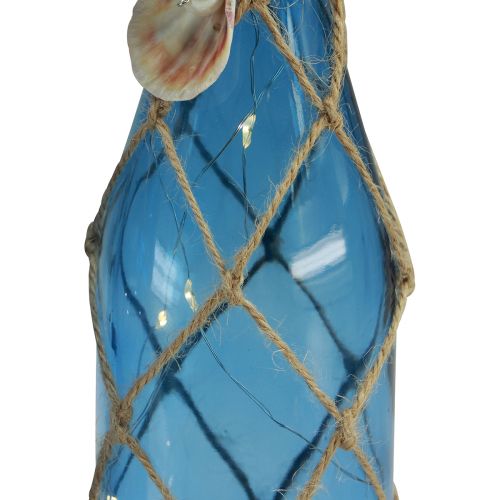 Prodotto Bottiglia di vetro bottiglie blu marittimo con LED H28cm 2 pezzi