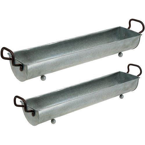Fioriera per grondaie in zinco 70 cm, 59 cm 2 pezzi