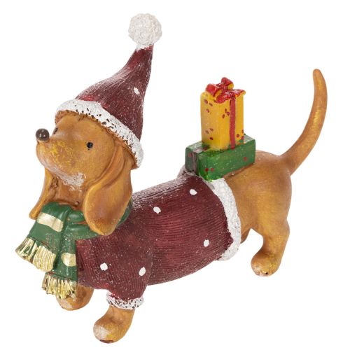 Statuetta decorativa di bassotto con confezione regalo e cappellino, 18 cm acquistare | Floristik24.it
