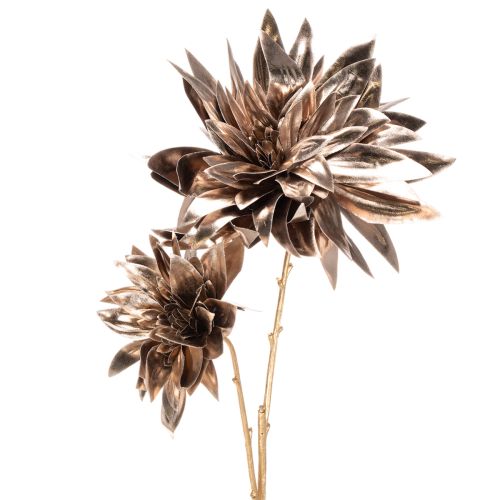 Fiore di dalia artificiale, a stelo lungo con due fiori, 75 cm