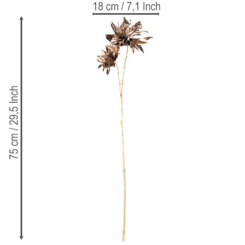 Fiore di dalia artificiale, a stelo lungo con due fiori, 75 cm | Floristik24.it