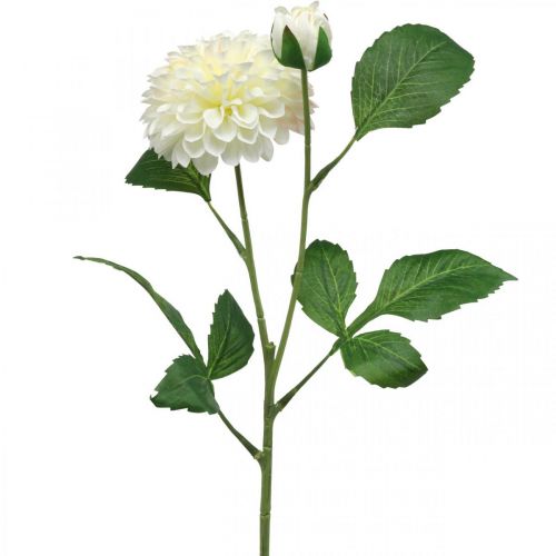 Dahlia fiori artificiali artificiali crema verde 2 fiori 60cm