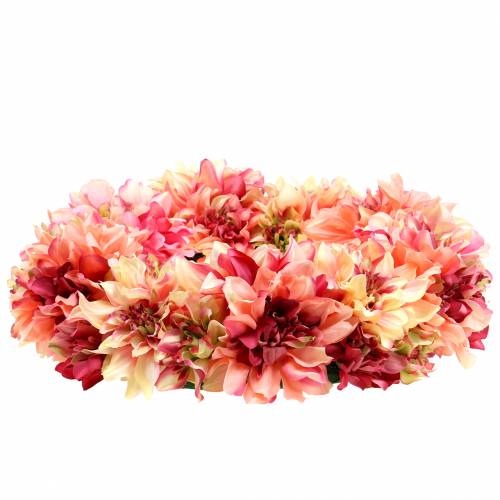 Ghirlanda di fiori di dalia rosa, crema Ø42cm