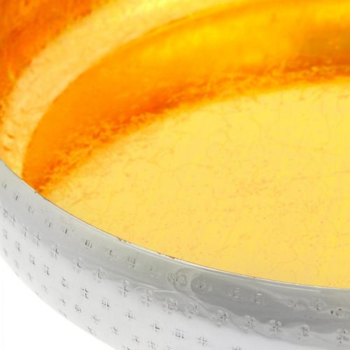 Floristik24 Ciotola decorativa rotonda in metallo Vassoio dorato e argento Ø36,5 cm