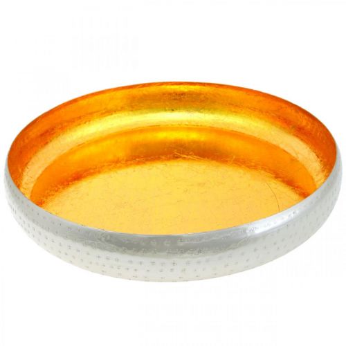 Floristik24 Ciotola decorativa rotonda in metallo Vassoio dorato e argento Ø36,5 cm