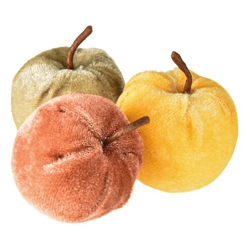 Mele decorative in tessuto velluto mela marrone giallo Ø5cm H6cm 12 pezzi