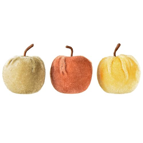 Prodotto Mele decorative in tessuto velluto mela marrone giallo Ø5cm H6cm 12 pezzi