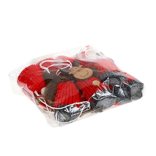 Floristik24 Deco appendiabiti cervo 7,5 cm rosso-bianco 12 pezzi