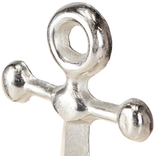 Prodotto Ancora decorativa in metallo e legno in argento naturale 25,5x5,5x31cm