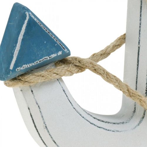 Floristik24 Deco ancora in legno per apparecchiare la decorazione della tavola blu marittimo, bianco H24cm