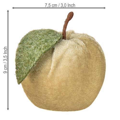 Prodotto Mela decorativa in velluto con foglia marrone giallo Ø7,5cm H9cm 9 pezzi