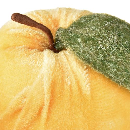 Prodotto Mela decorativa in velluto con foglia marrone giallo Ø7,5cm H9cm 9 pezzi