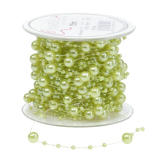 Floristik24 Nastro decorativo con perle verde chiaro 6mm 15m