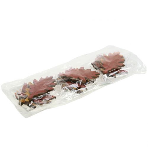 Floristik24 Mix di foglie decorative in legno giallo, arancione, rosso scuro 8 cm 18 pz