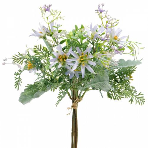 Floristik24 Bouquet decorativo, fiori di seta viola, decorazioni primaverili, astri artificiali, garofani ed eucalipto