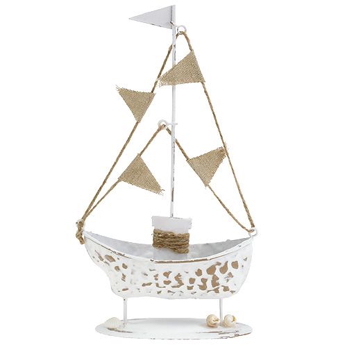 Floristik24 Barca decorativa in piedi bianca H22cm