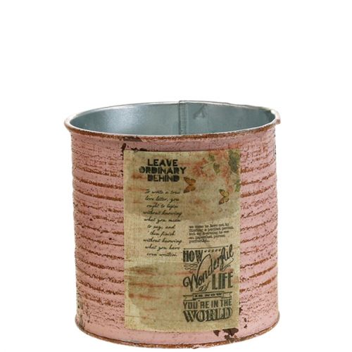 Floristik24 Latta decorativa in latta di metallo rosa antico per piantare Ø11cm H10,5cm