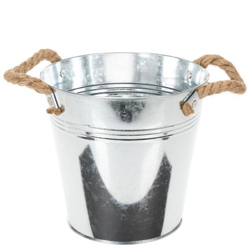 Vaso da fiori decorativo in metallo con manici in corda Ø20cm acquistare | Floristik24.it