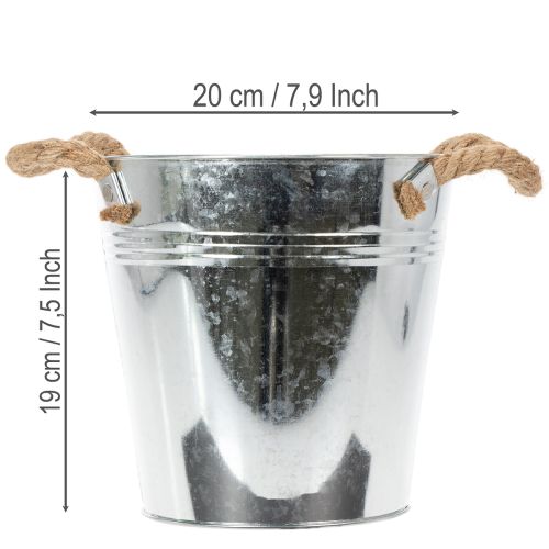 Vaso da fiori decorativo in metallo con manici in corda Ø20cm | Floristik24.it