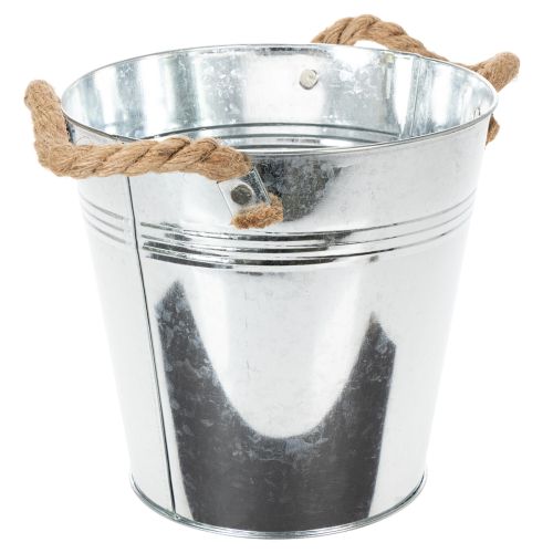 Vaso da fiori decorativo in metallo con manici in corda Ø20cm | Floristik24.it