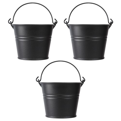 Prodotto Secchio decorativo per vaso da fiori in metallo con manico nero Ø14 cm 3 pezzi
