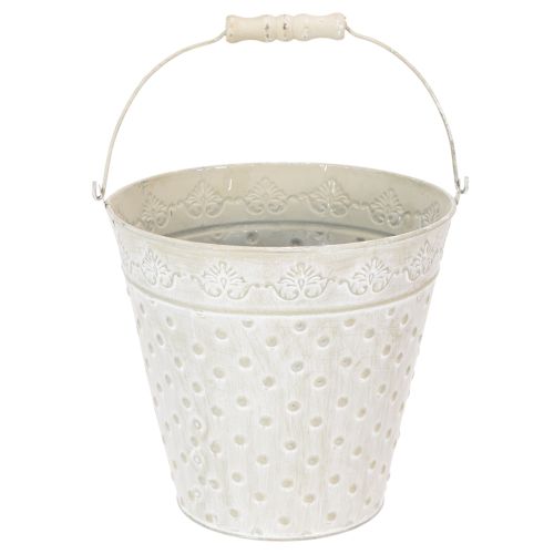 Secchiello decorativo, sbiancato, con manico, Ø20,5 cm, vaso decorativo in metallo acquistare | Floristik24.it