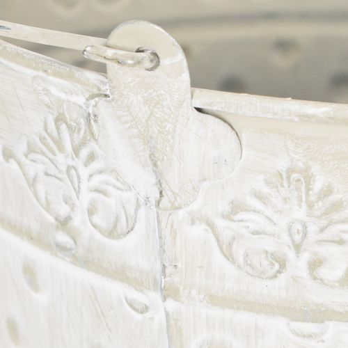 Secchiello decorativo, sbiancato, con manico, Ø20,5 cm, vaso decorativo in metallo | Floristik24.it