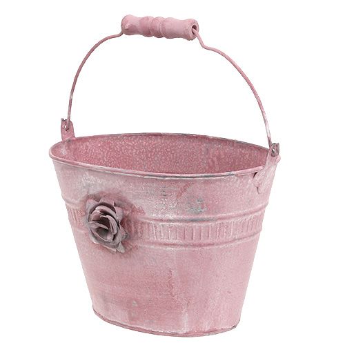 Floristik24 Secchio decorativo rosa L17.5cm H14cm