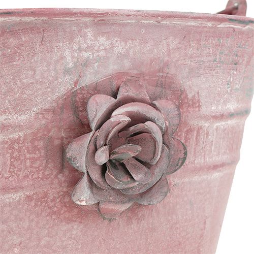 Floristik24 Secchio decorativo rosa L17.5cm H14cm