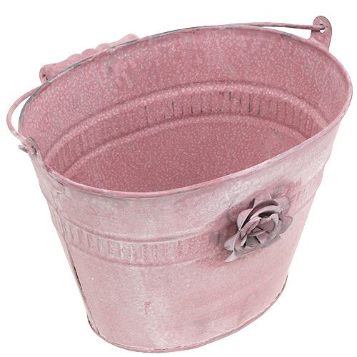 Floristik24 Secchio decorativo rosa L17.5cm H14cm