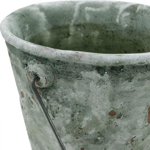 Floristik24 Secchio decorativo, ceramica per piantare, decorazione del giardino, secchio per piante ottica antica Ø13,5cm H12cm 2 pezzi